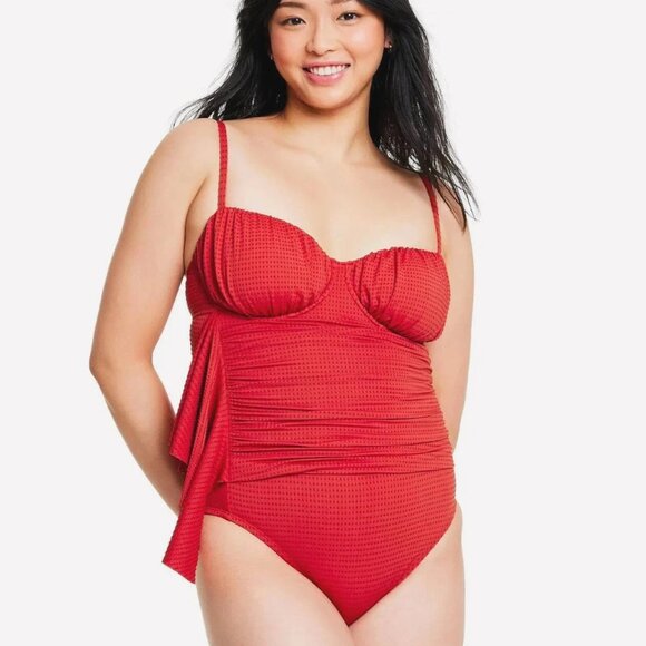 RHODE x Target Embossed Dot Ruffle One-Piece Swimsuit Size 2X | Medium Coverage - Picture 6 of 6